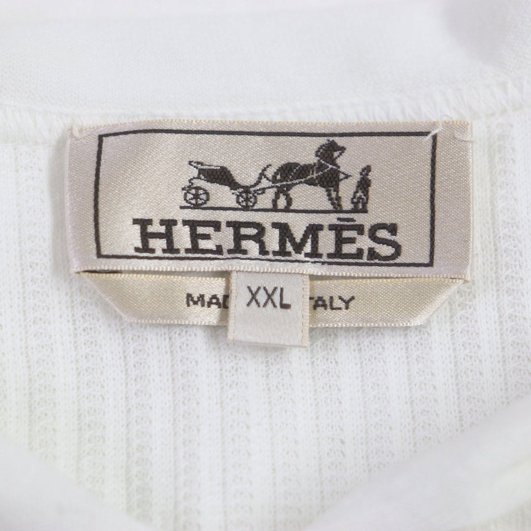 HERMES Hoodie Main: 100% cotton White mulch mens XXL Used Authentic