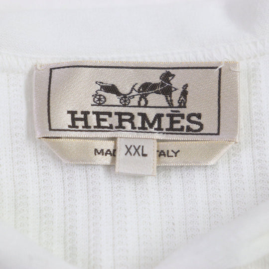 HERMES Hoodie Main: 100% cotton White mulch mens XXL Used Authentic