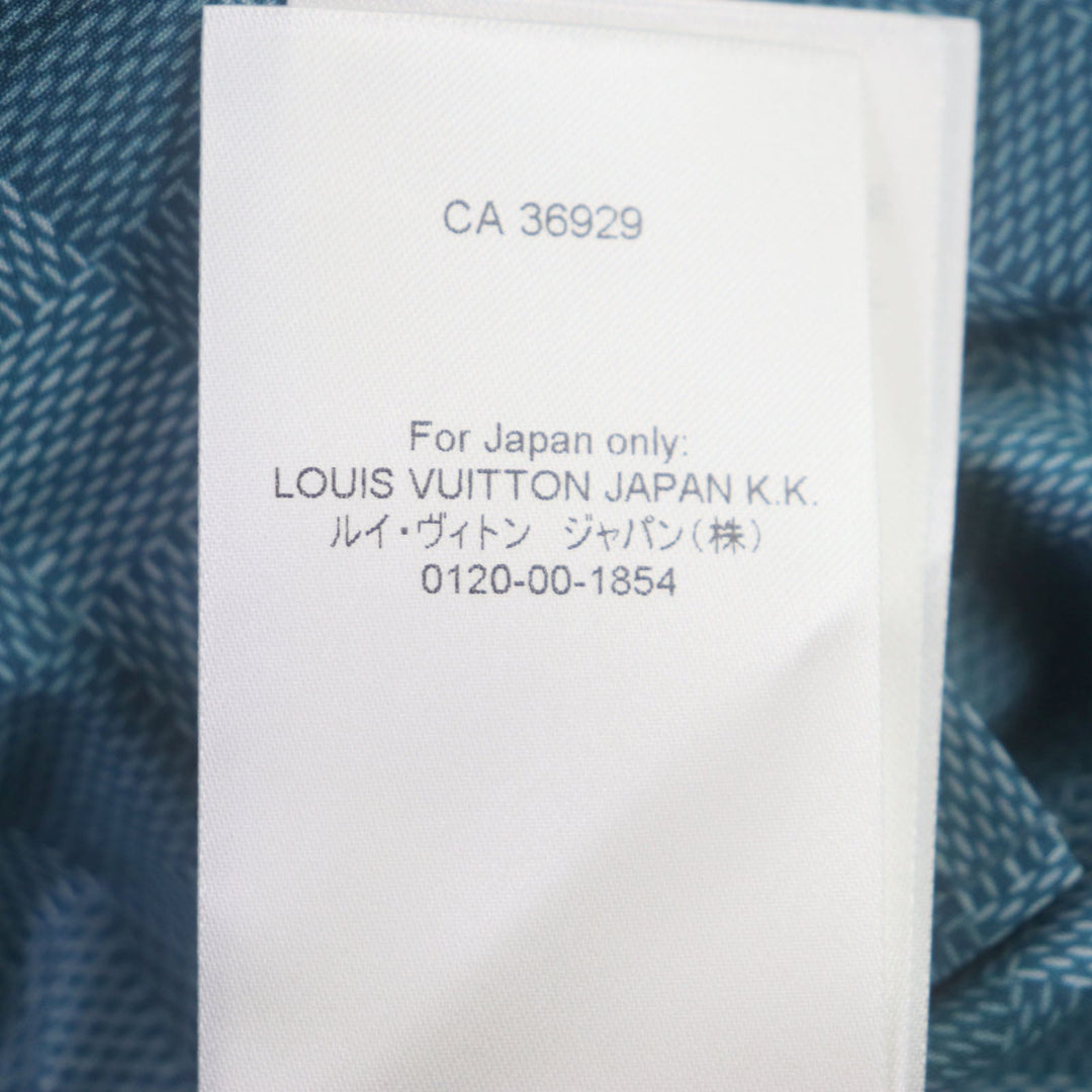 LOUIS VUITTON Long sleeve shirt Main: 100% cotton Green type damier stripe mens M Used Authentic