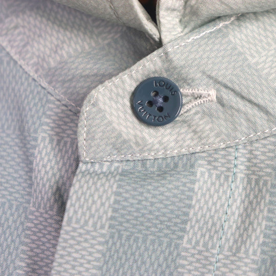 LOUIS VUITTON Long sleeve shirt Main: 100% cotton Green type damier stripe mens M Used Authentic
