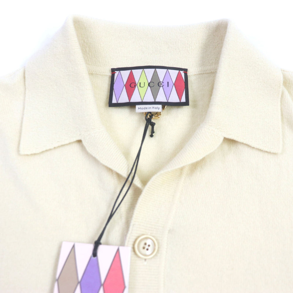 GUCCI cardigan 706917 Main: 100% wool, Applique: 100% polyester Yellow beige Gucci Lovelight mens M Used Authentic