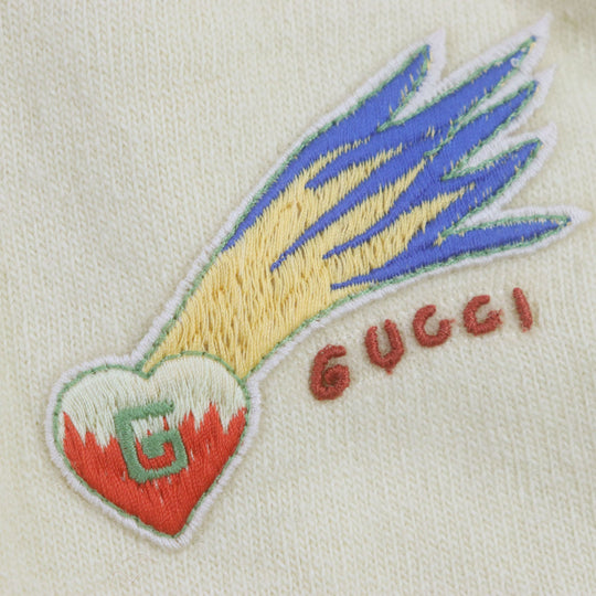 GUCCI cardigan 706917 Main: 100% wool, Applique: 100% polyester Yellow beige Gucci Lovelight mens M Used Authentic
