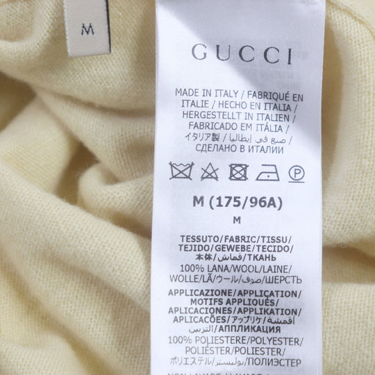 GUCCI cardigan 706917 Main: 100% wool, Applique: 100% polyester Yellow beige Gucci Lovelight mens M Used Authentic