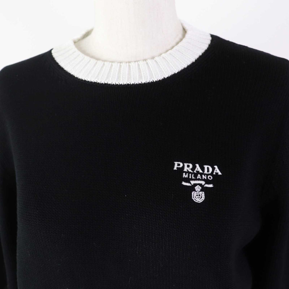 PRADA Short sleeve knit P24I1R Main: 100% cotton Black White Women 38 Used Authentic