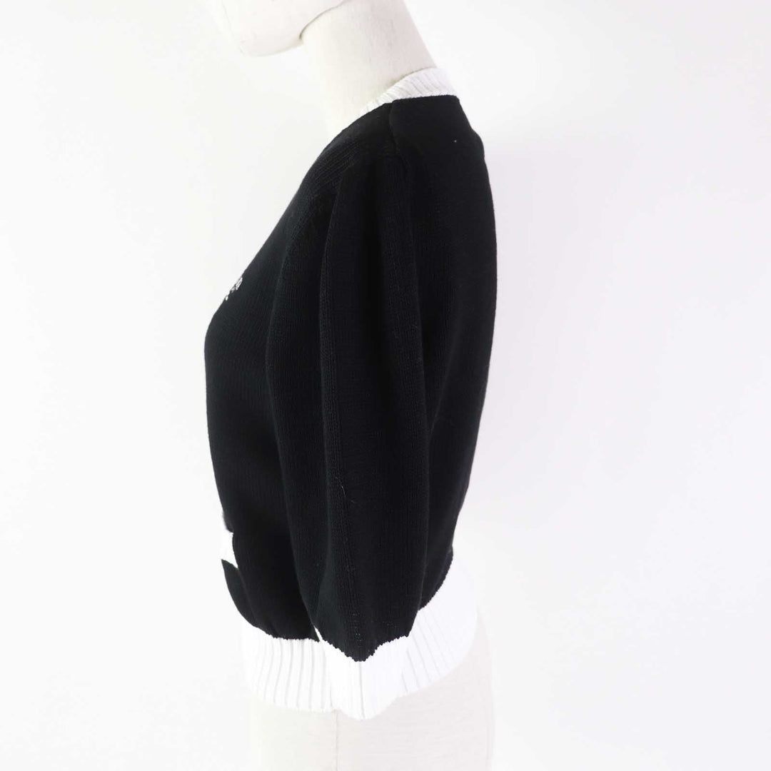 PRADA Short sleeve knit P24I1R Main: 100% cotton Black White Women 38 Used Authentic