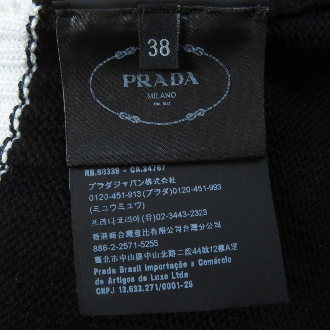 PRADA Short sleeve knit P24I1R Main: 100% cotton Black White Women 38 Used Authentic