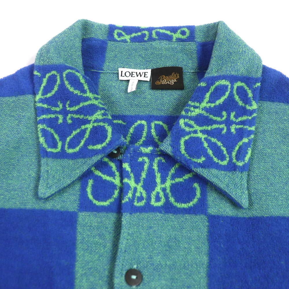 LOEWE Short sleeve shirt H616Y23X20 Main: 78% cotton, Main: 22% polyester Acid green Paula's Ibiza Anagram Terry Cotton Jacquard Short Sleeve mens S Used Authentic