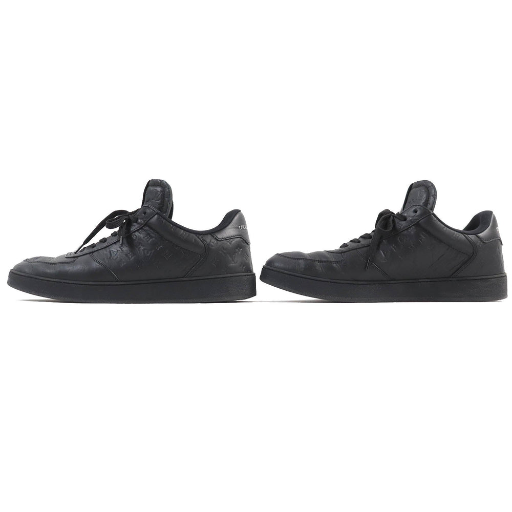 LOUIS VUITTON sneakers Main: Leather black Rivoli line mens 7.5 Used Authentic