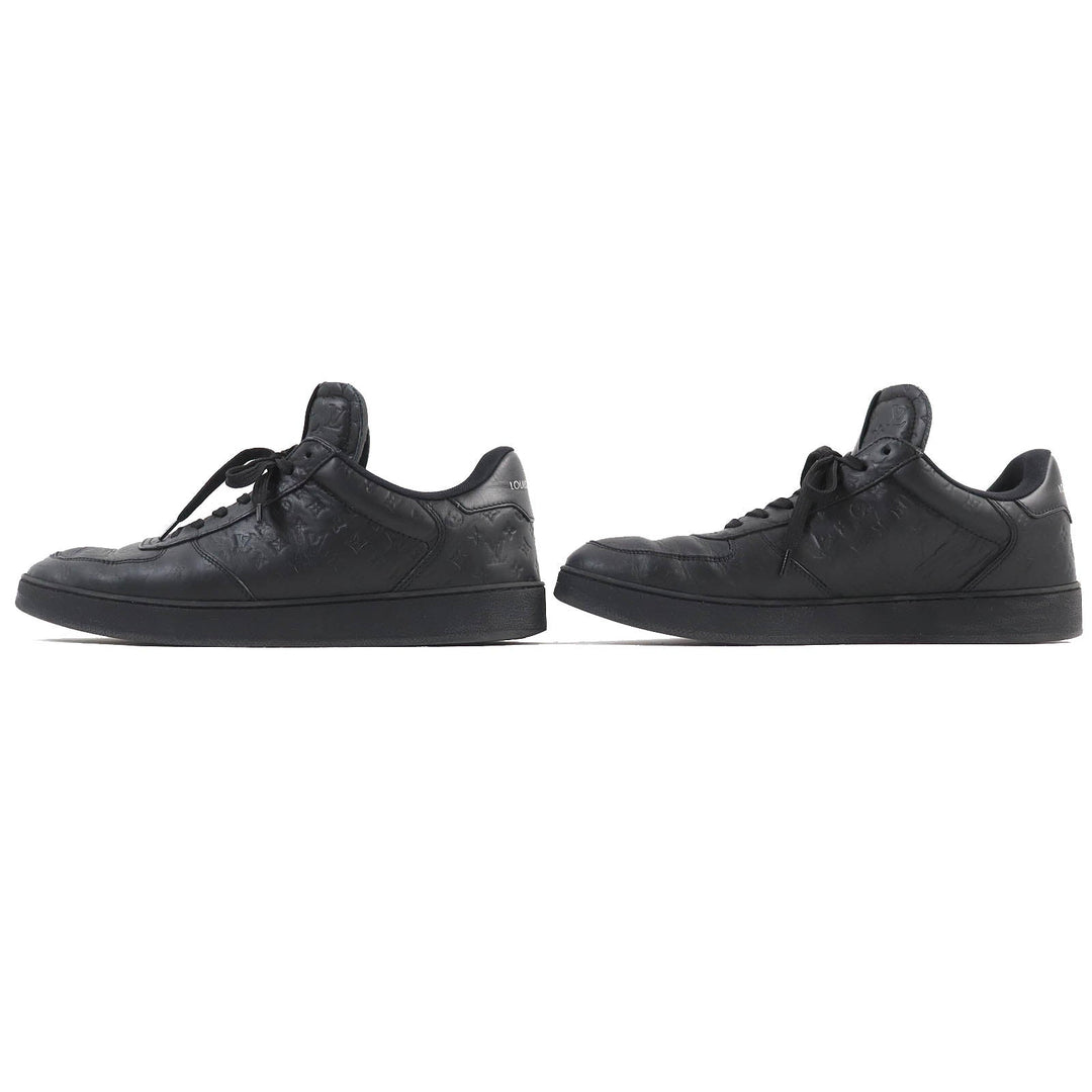 LOUIS VUITTON sneakers Main: Leather black Rivoli line mens 7.5 Used Authentic