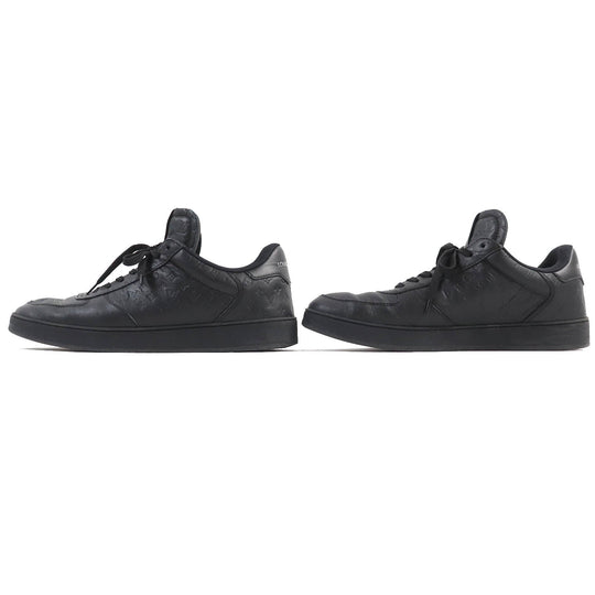LOUIS VUITTON sneakers Main: Leather black Rivoli line mens 7.5 Used Authentic