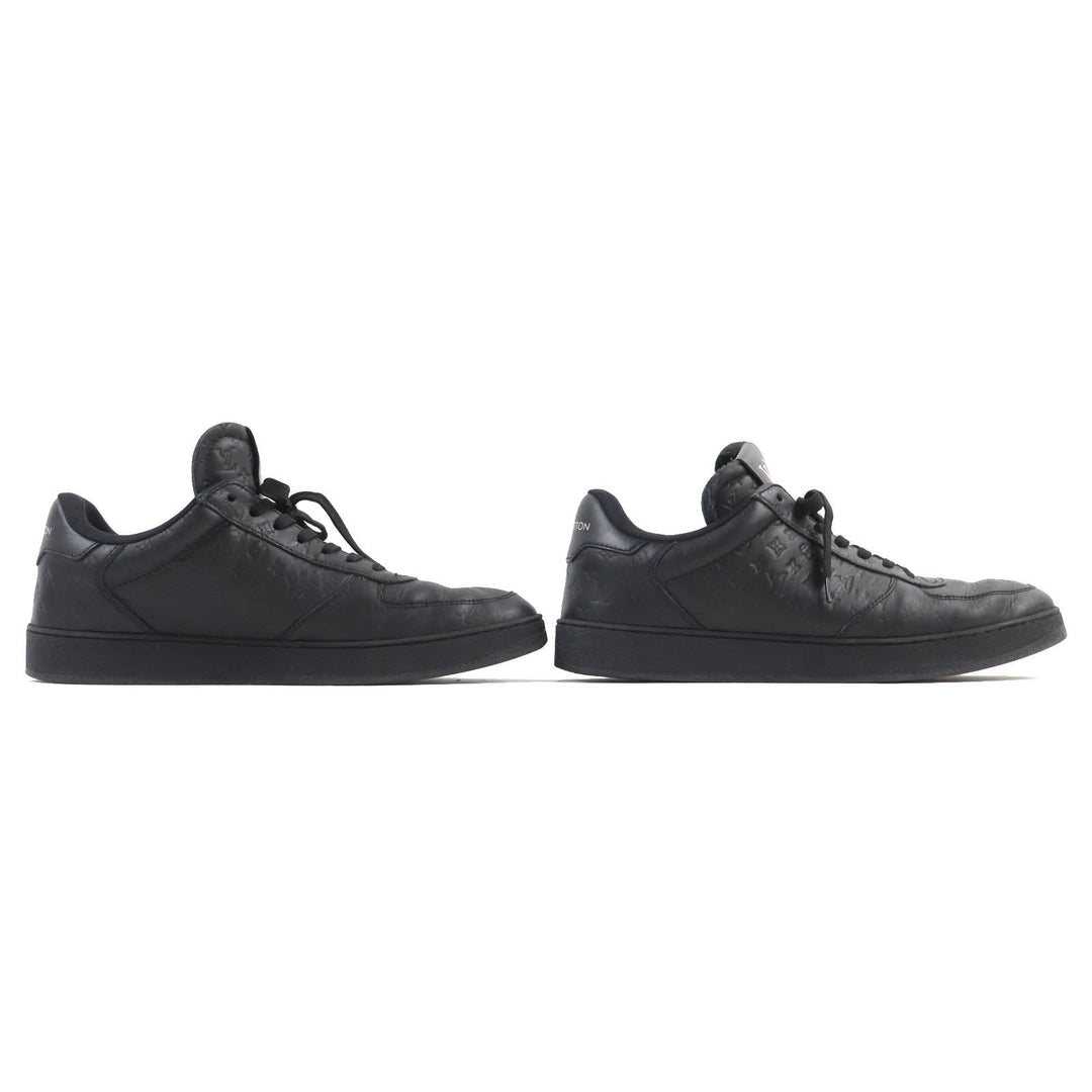 LOUIS VUITTON sneakers Main: Leather black Rivoli line mens 7.5 Used Authentic