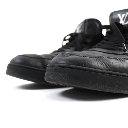LOUIS VUITTON sneakers Main: Leather black Rivoli line mens 7.5 Used Authentic