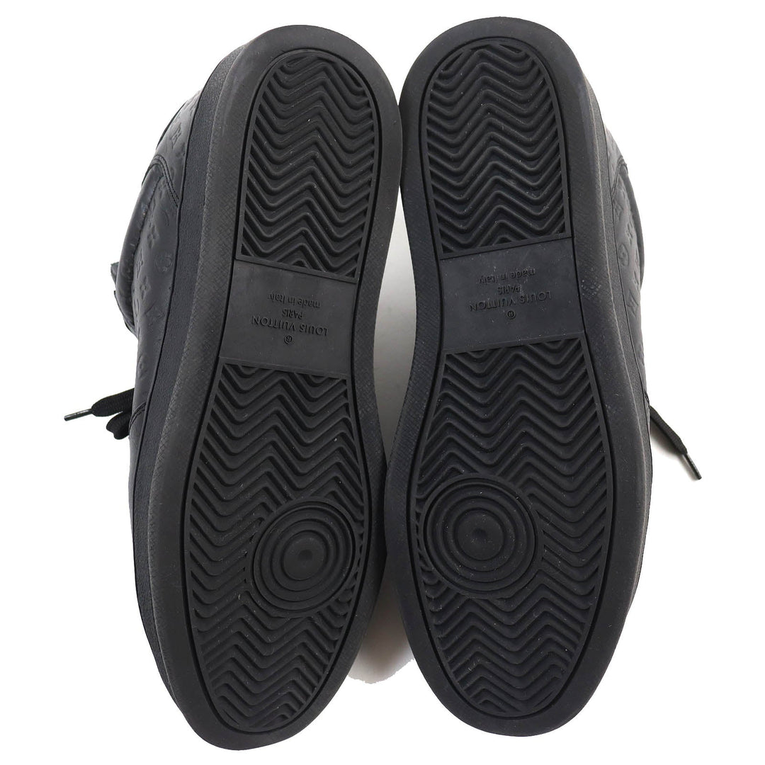 LOUIS VUITTON sneakers Main: Leather black Rivoli line mens 7.5 Used Authentic