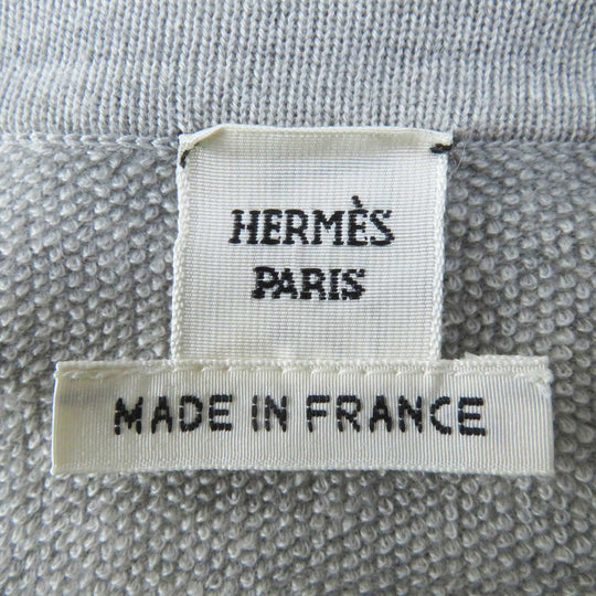 HERMES Cut Main: 100% silk, Part: 90% cotton, Part: 10% cashmere, Accessories: Sheep leather Gray multi ECHEC AU ROI Checkmate Women 34 Used Authentic