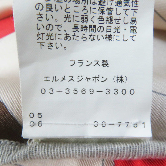 HERMES Cut Main: 100% silk, Part: 90% cotton, Part: 10% cashmere, Accessories: Sheep leather Gray multi ECHEC AU ROI Checkmate Women 34 Used Authentic