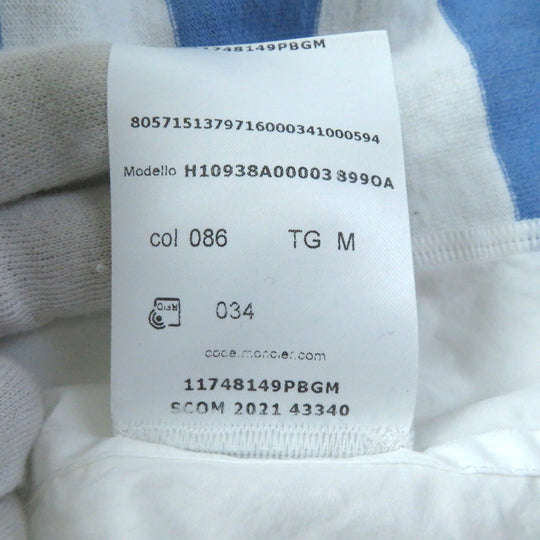 MONCLER Cut Main: 100% cotton, Part: 98% cotton, Part: 1% polyurethane, Part: 1% nylon, Part: 100% cotton White blue Stainless Steel POLO Women M Used Authentic