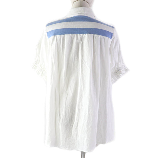 MONCLER Cut Main: 100% cotton, Part: 98% cotton, Part: 1% polyurethane, Part: 1% nylon, Part: 100% cotton White blue Stainless Steel POLO Women M Used Authentic