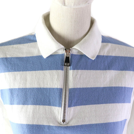 MONCLER Cut Main: 100% cotton, Part: 98% cotton, Part: 1% polyurethane, Part: 1% nylon, Part: 100% cotton White blue Stainless Steel POLO Women M Used Authentic
