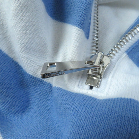 MONCLER Cut Main: 100% cotton, Part: 98% cotton, Part: 1% polyurethane, Part: 1% nylon, Part: 100% cotton White blue Stainless Steel POLO Women M Used Authentic