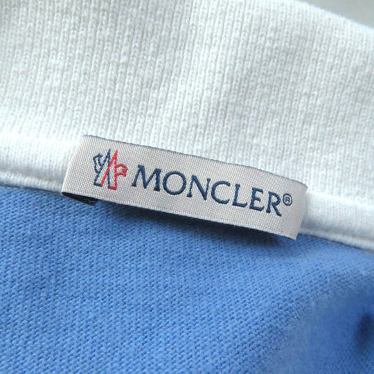 MONCLER Cut Main: 100% cotton, Part: 98% cotton, Part: 1% polyurethane, Part: 1% nylon, Part: 100% cotton White blue Stainless Steel POLO Women M Used Authentic