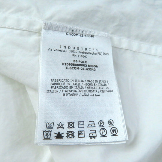MONCLER Cut Main: 100% cotton, Part: 98% cotton, Part: 1% polyurethane, Part: 1% nylon, Part: 100% cotton White blue Stainless Steel POLO Women M Used Authentic