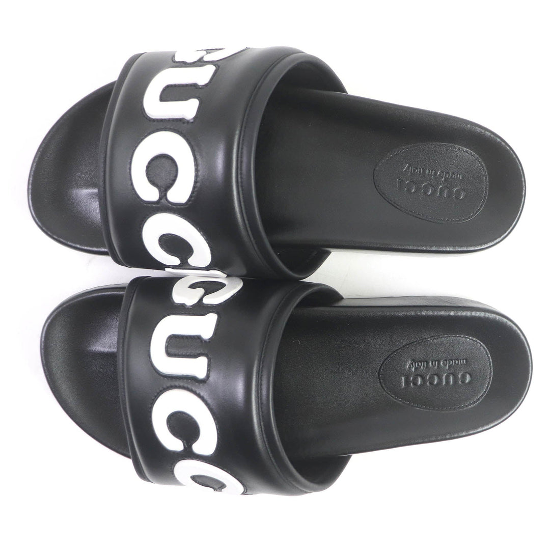 GUCCI Sandals 742009 Main: Leather black mens 10 Used Authentic
