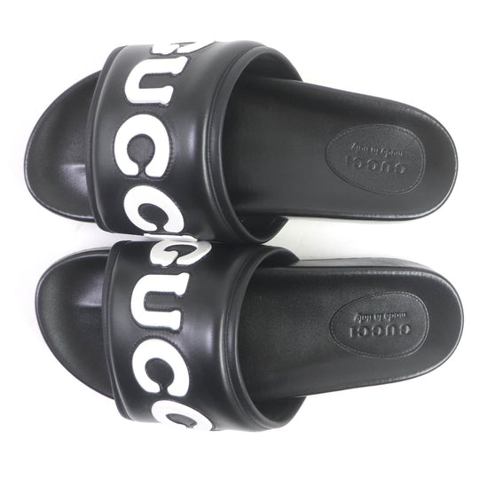 GUCCI Sandals 742009 Main: Leather black mens 10 Used Authentic