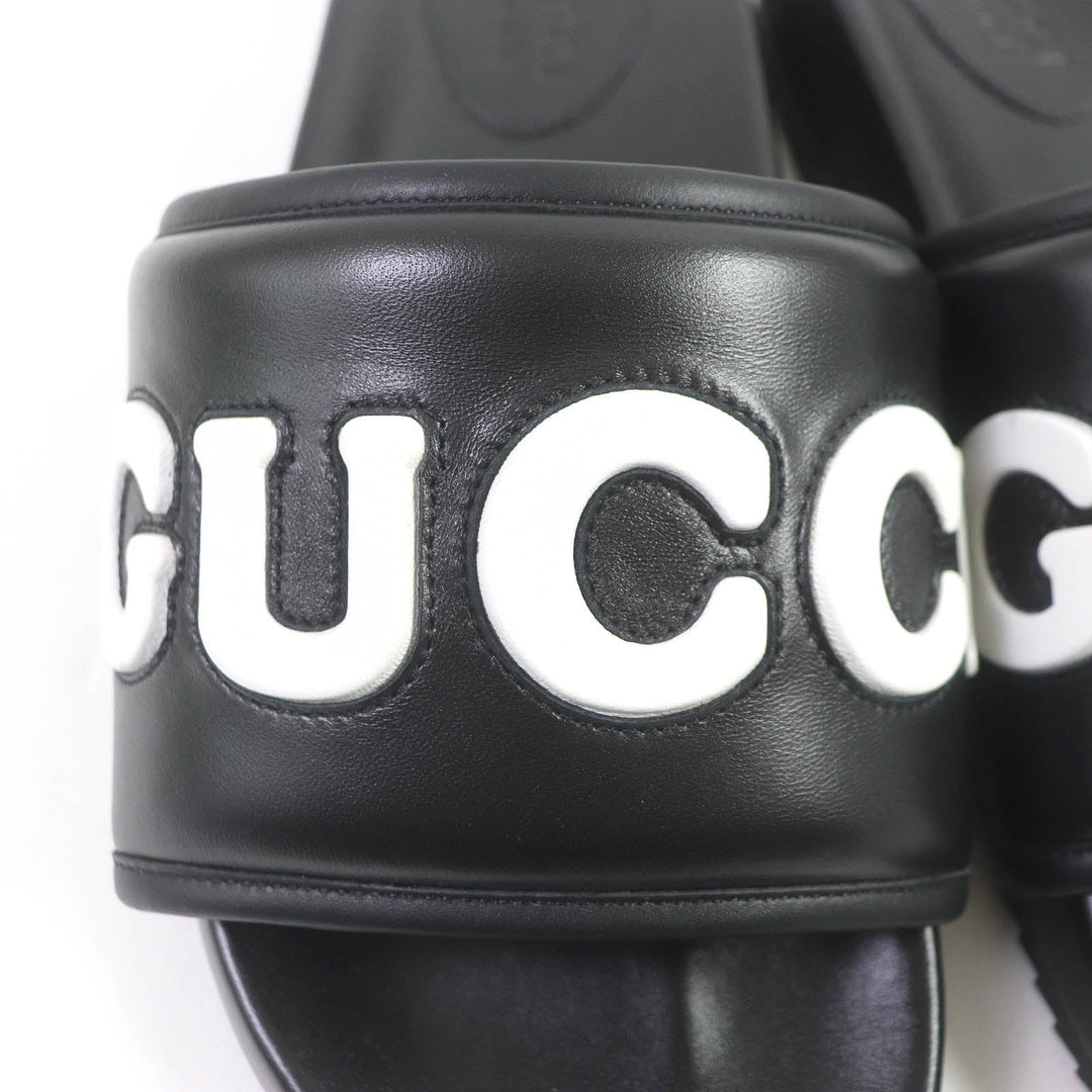 GUCCI Sandals 742009 Main: Leather black mens 10 Used Authentic
