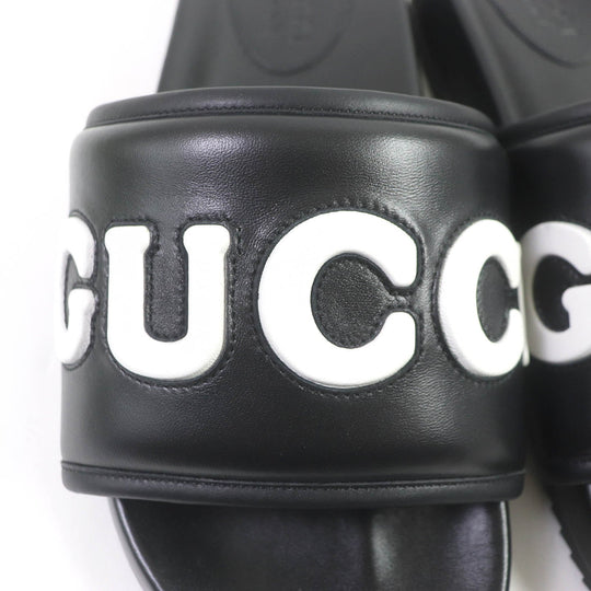 GUCCI Sandals 742009 Main: Leather black mens 10 Used Authentic