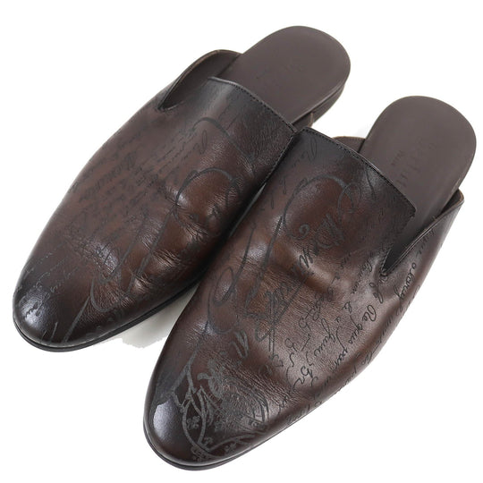 Berluti Sandals Main: Leather Dark brown Cyrus Oman Calligraphy mens 8 Used Authentic