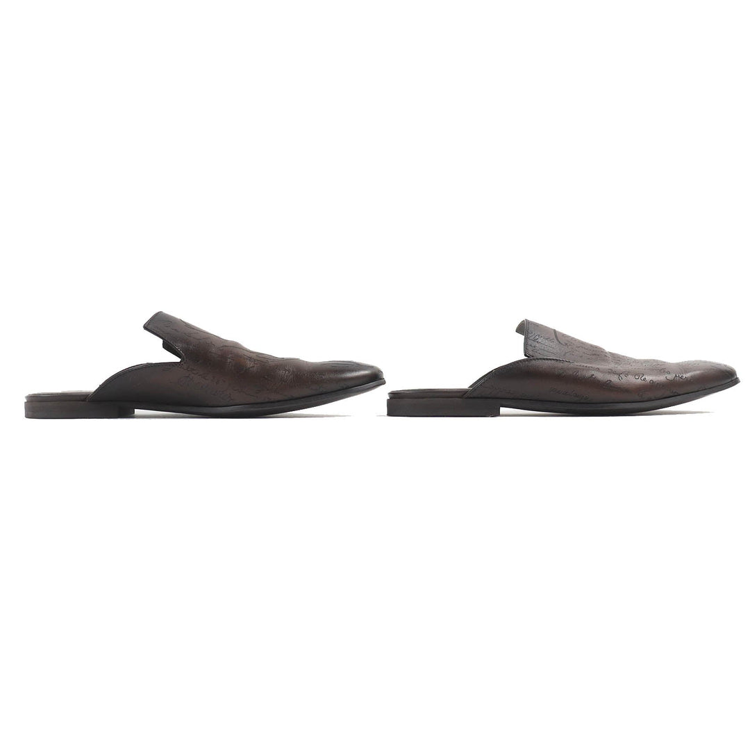 Berluti Sandals Main: Leather Dark brown Cyrus Oman Calligraphy mens 8 Used Authentic