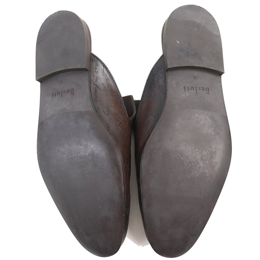 Berluti Sandals Main: Leather Dark brown Cyrus Oman Calligraphy mens 8 Used Authentic