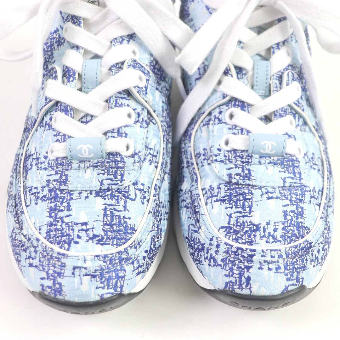 CHANEL Low cut sneakers G45585 fabric blue 36