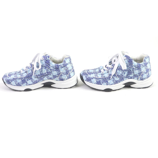 CHANEL Low cut sneakers G45585 fabric blue 36