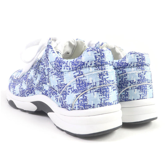 CHANEL Low cut sneakers G45585 fabric blue 36
