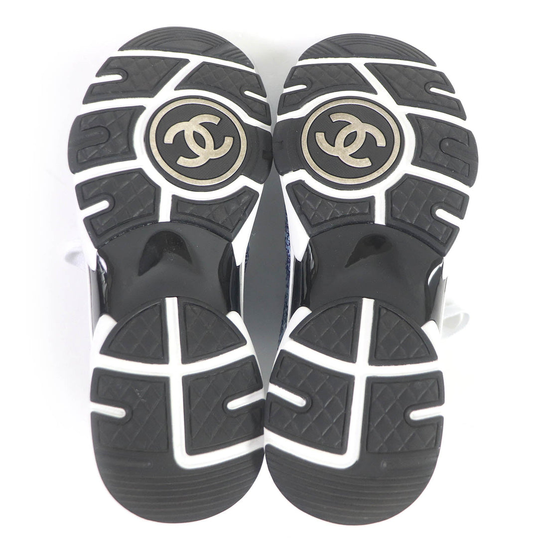 CHANEL Low cut sneakers G45585 fabric blue 36