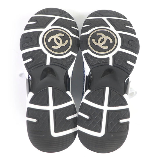 CHANEL Low cut sneakers G45585 fabric blue 36