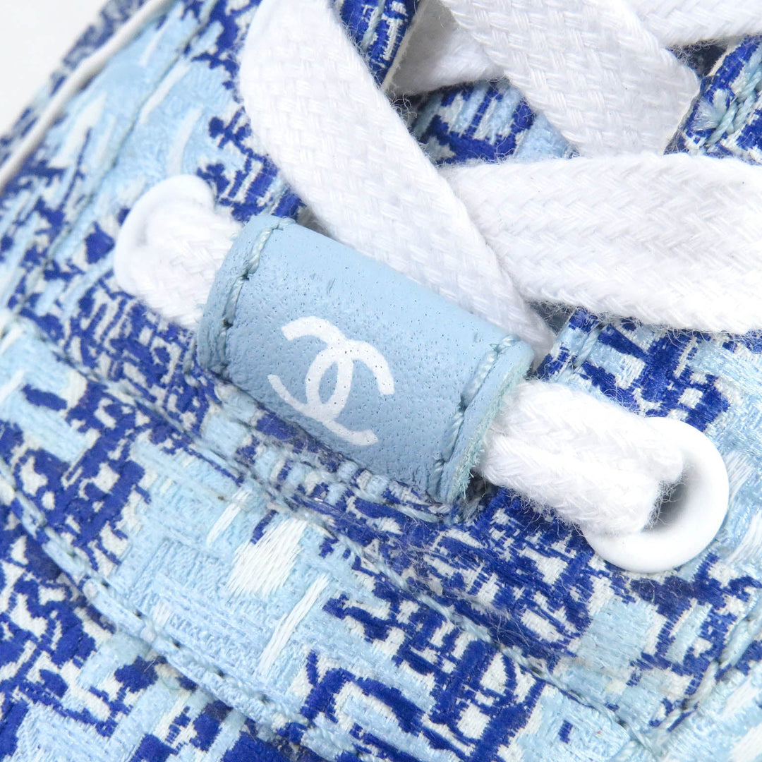 CHANEL Low cut sneakers G45585 fabric blue 36
