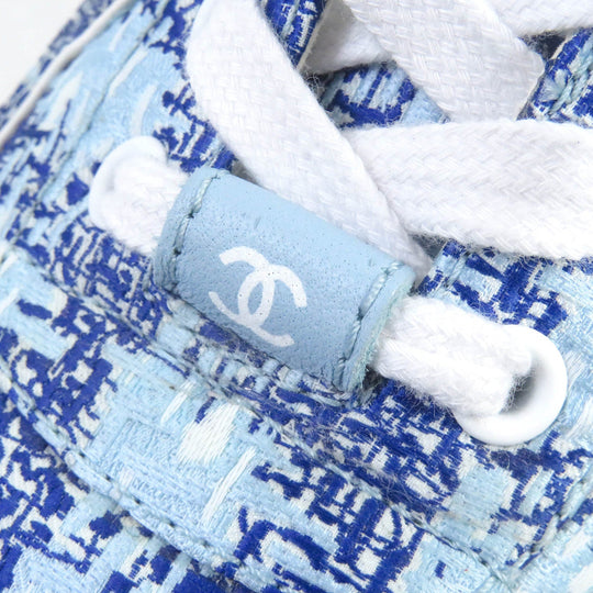 CHANEL Low cut sneakers G45585 fabric blue 36