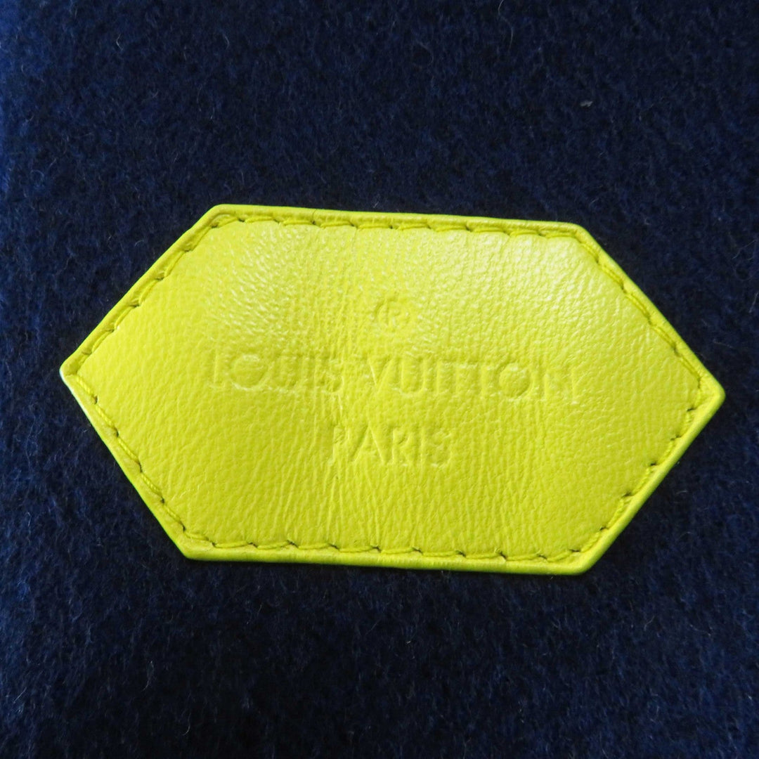LOUIS VUITTON coat FJC022NUV Outer: 99% wool, Outer: 1% silk, Lining: 53% rayon, Lining: 47% cupra, Belt loop: 100% polyester, Belt: 99% wool, 1% silk, Leather part: Lamb leather Navy yellow Giant Monogram Women 36 Used Authentic