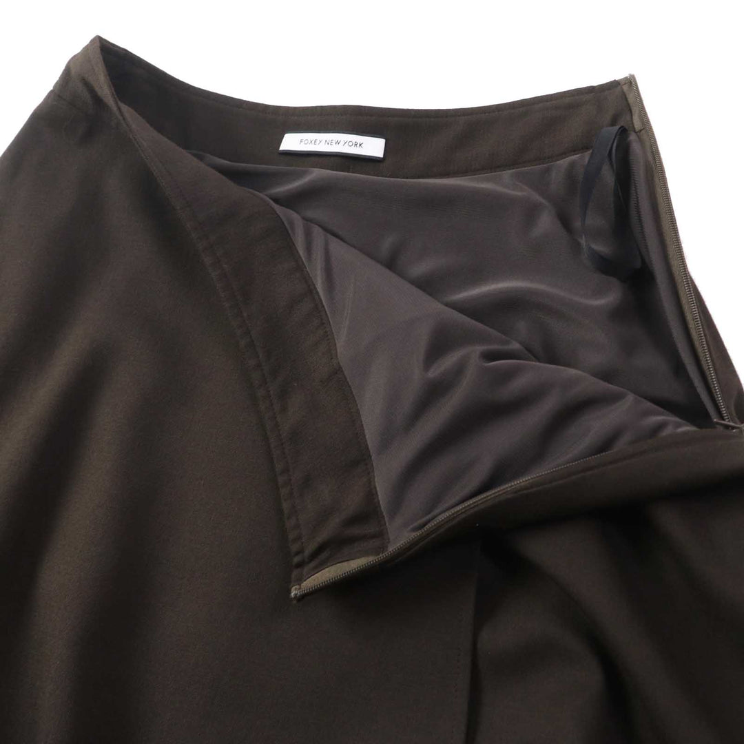 FOXEY NEW YORK Long skirt 43095 Outer material: 37% polyester, Outer material: 36% rayon, Outer material: 25% wool, Outer material: 2% polyurethane, Lining: 100% polyester Dark brown TRAMONTO Women 40 Used Authentic