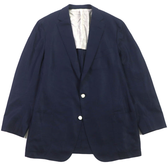 Ermenegildo Zegna tailored jacket Outer: 79% wool, Outer: 21% silk, Lining: 55% rayon, Lining: 45% cupra Navy mens 58 Used Authentic