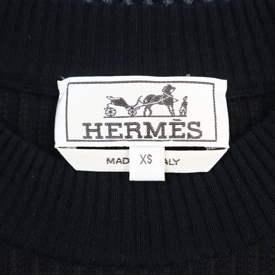 HERMES Short sleeve T-shirt Main: 100% cotton Black Grey mens XS Used Authentic