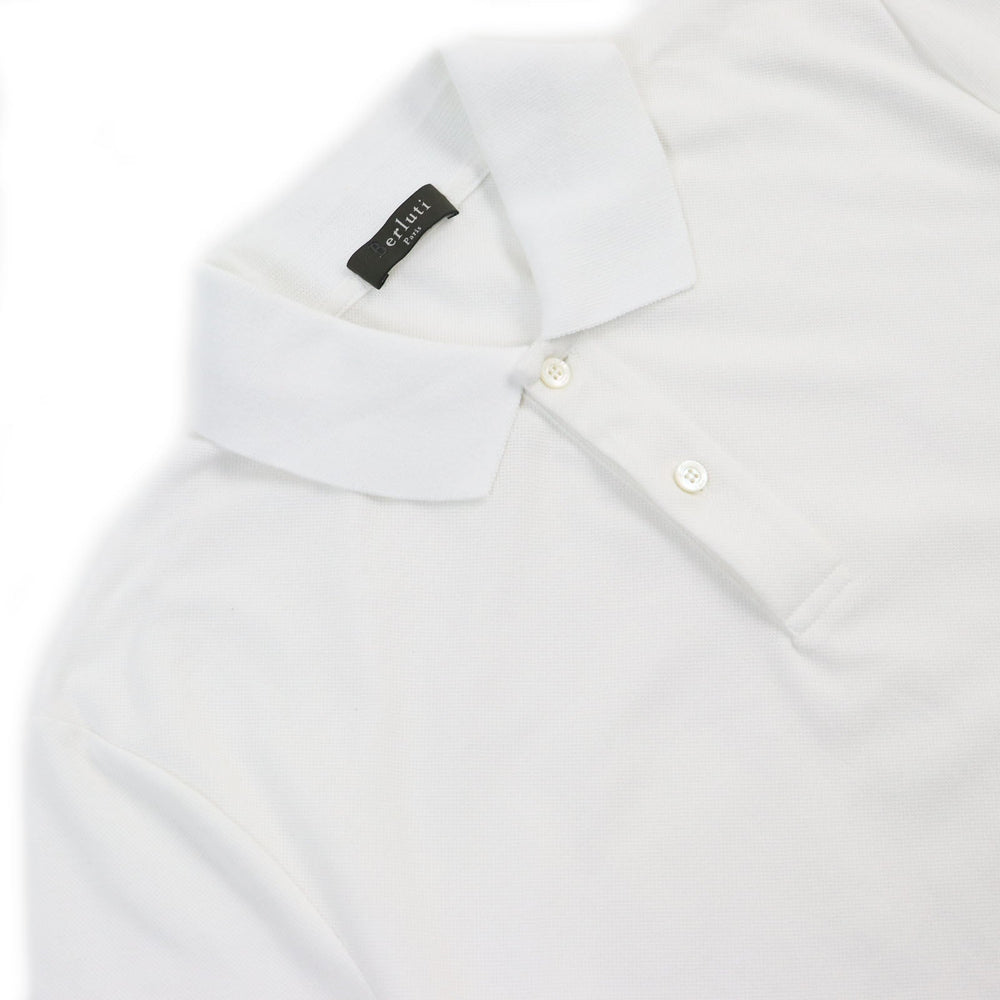 Berluti Short sleeve polo shirt R14JPS25CAET Main: 100% cotton, some parts: sheep leather white mens S Used Authentic