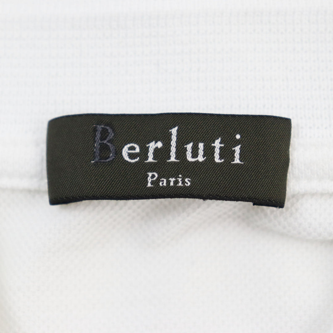 Berluti Short sleeve polo shirt R14JPS25CAET Main: 100% cotton, some parts: sheep leather white mens S Used Authentic