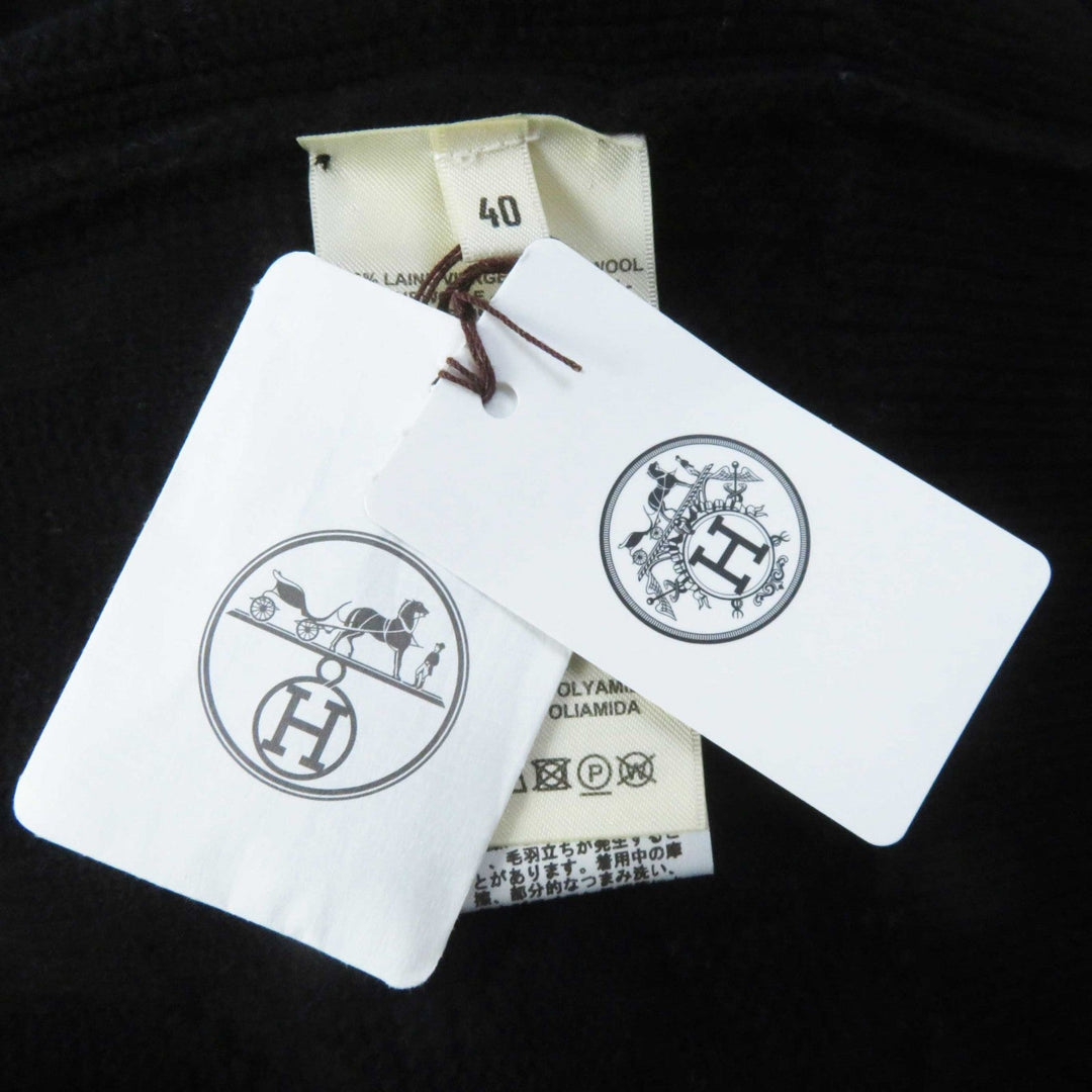 HERMES cardigan 4E2707D3 Outer material: 100% wool, Part: 87% wool, Part: 12% nylon, Part: 1% polyurethane, Front part: 98% wool, 2% nylon black Women 40 Used Authentic