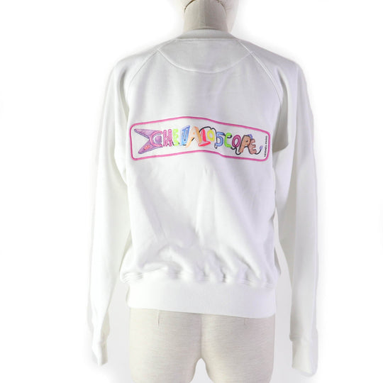 HERMES sweat 3E4626DA Main: 100% cotton, Part: 96% cotton, Part: 4% polyurethane, Embroidered part: 100% polyester White multicolor Chevroscope Women 34 Used Authentic