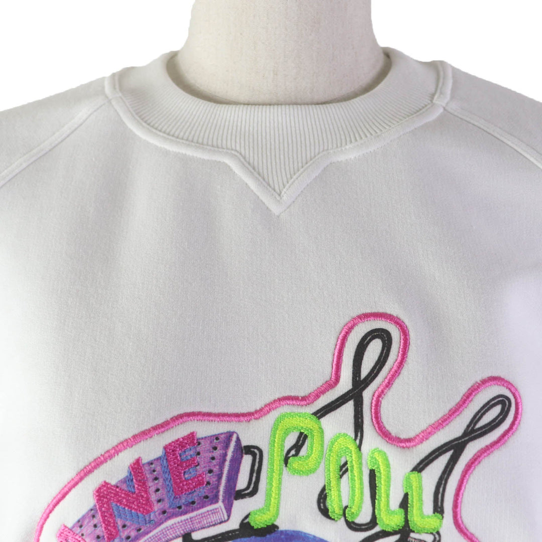 HERMES sweat 3E4626DA Main: 100% cotton, Part: 96% cotton, Part: 4% polyurethane, Embroidered part: 100% polyester White multicolor Chevroscope Women 34 Used Authentic