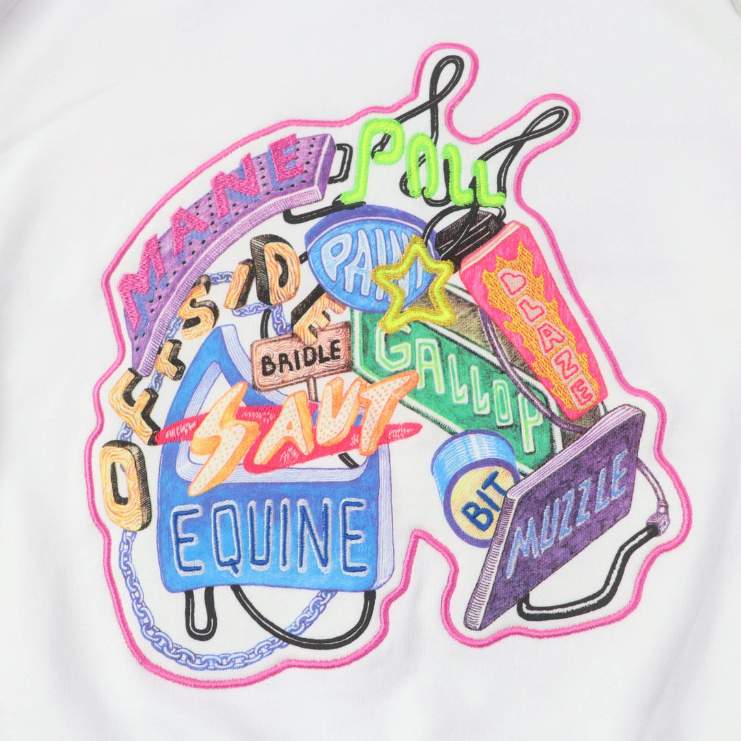 HERMES sweat 3E4626DA Main: 100% cotton, Part: 96% cotton, Part: 4% polyurethane, Embroidered part: 100% polyester White multicolor Chevroscope Women 34 Used Authentic