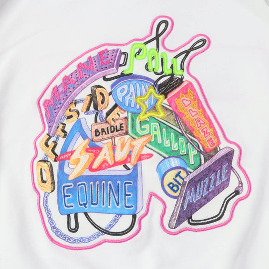 HERMES sweat 3E4626DA Main: 100% cotton, Part: 96% cotton, Part: 4% polyurethane, Embroidered part: 100% polyester White multicolor Chevroscope Women 34 Used Authentic